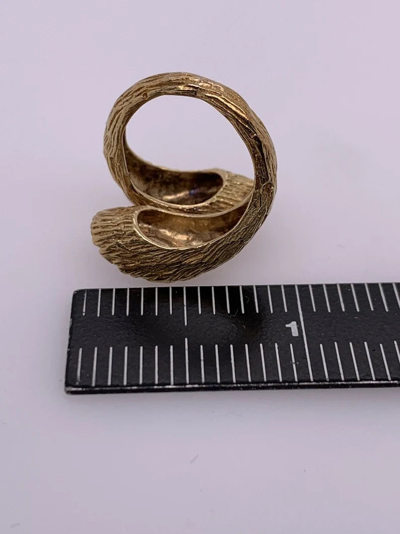 Retro Gold Cocktail Ring 0.35 Natural Single Cut Colorless Diamond Circa 1950