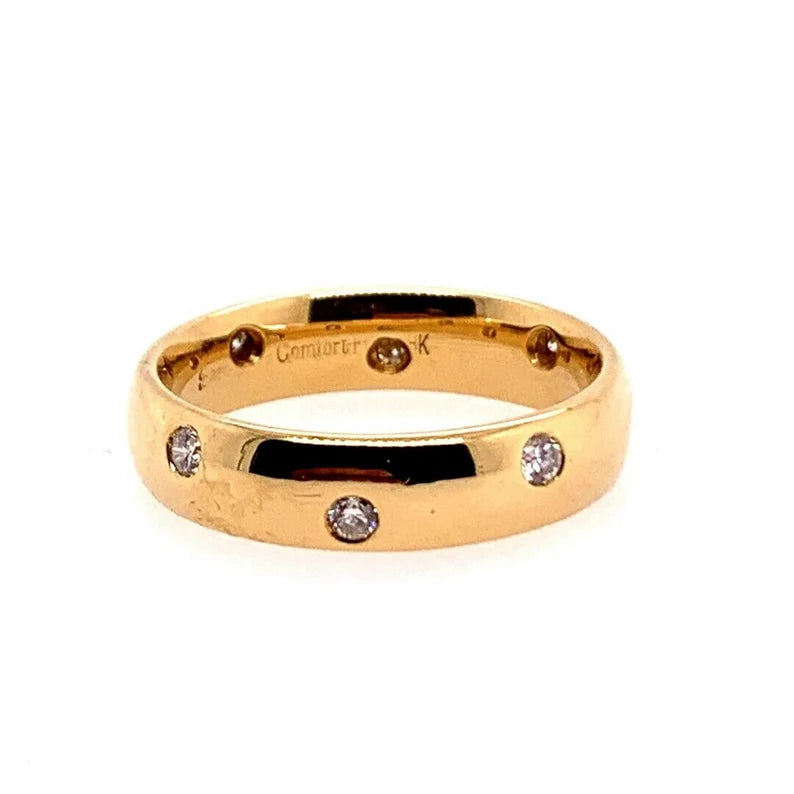 Modern Gold Ring 0.45 Carat Natural Colorless Diamond Engagement Eternity Ring