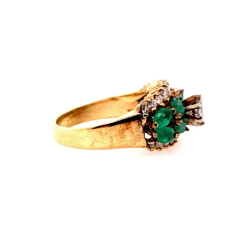 Retro Gold Cocktail Ring Natural 1.8 Carat Emerald Gem Stone & Diamond Circa1960