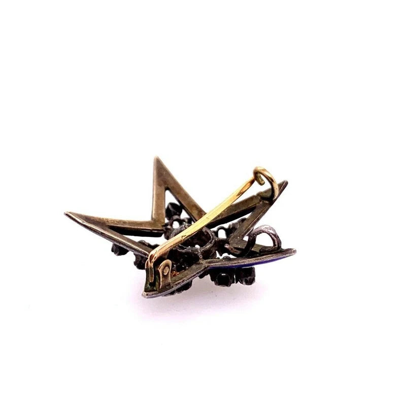 Edwardian Gold Brooche 0.45 Carat Natural Old Mine Rose Diamond Pin Circa 1920