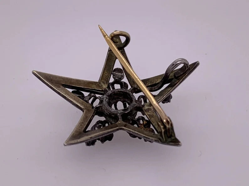 Edwardian Gold Brooche 0.45 Carat Natural Old Mine Rose Diamond Pin Circa 1920