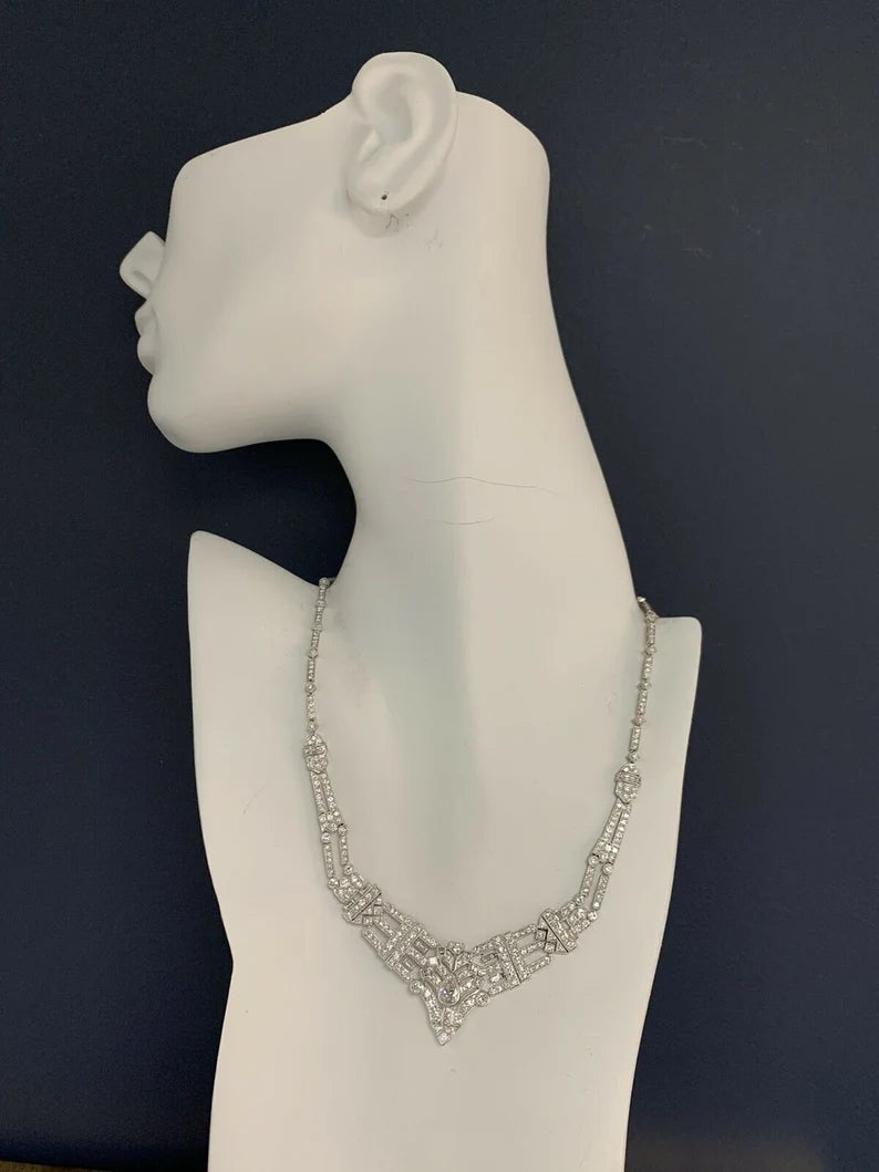 Retro Gold 8 Carat GIA Certified Natural RBC & Pear Diamond Necklace Circa 1970