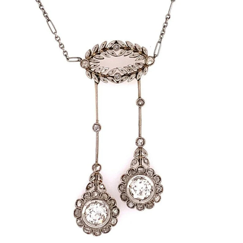 Victorian Gold Pendant 1.75 Carat (appx) Natural European Cut Vintage Diamonds
