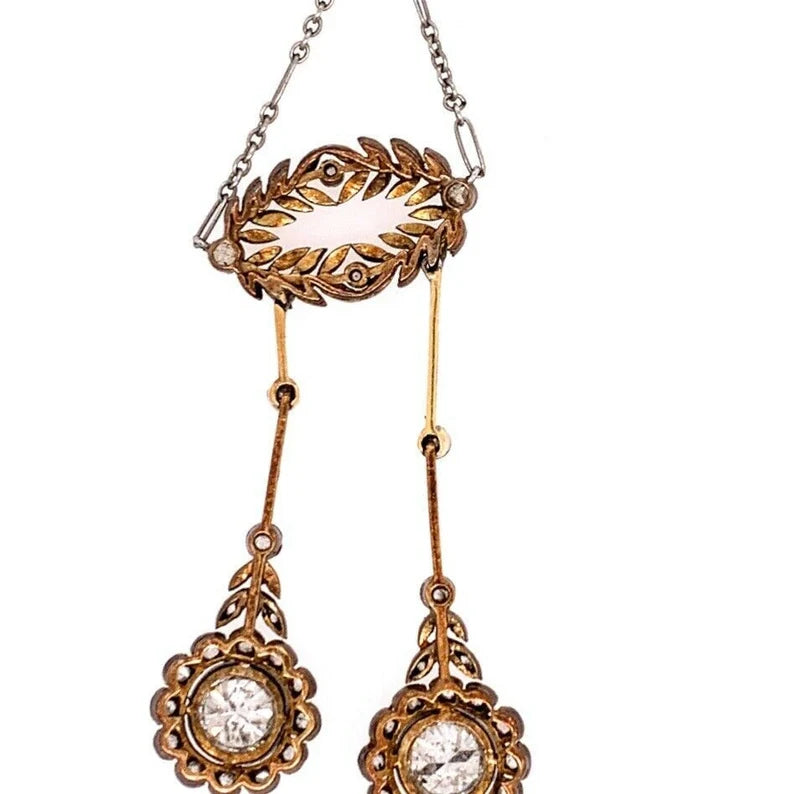 Victorian Gold Pendant 1.75 Carat (appx) Natural European Cut Vintage Diamonds