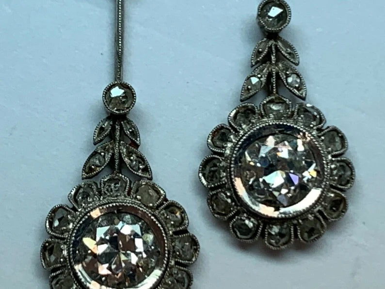 Victorian Gold Pendant 1.75 Carat (appx) Natural European Cut Vintage Diamonds