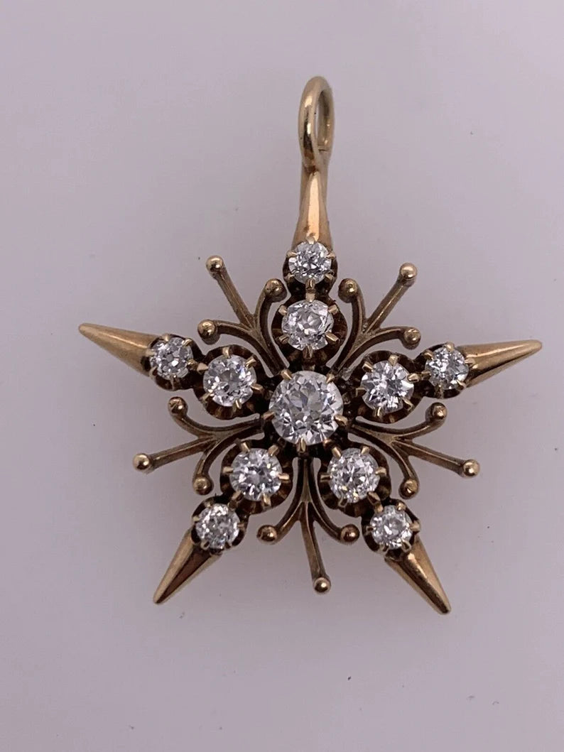Victorian Gold 1 Carat Natural Old European Cut Diamond Pendant Circa 1920