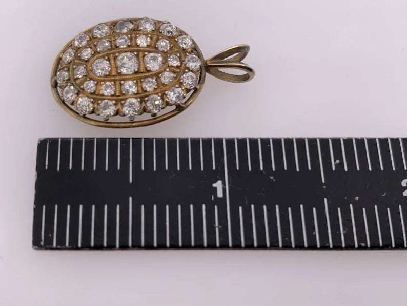 Victorian Gold Pendant 1.50 Carat Natural Old European Diamond Circa 1910
