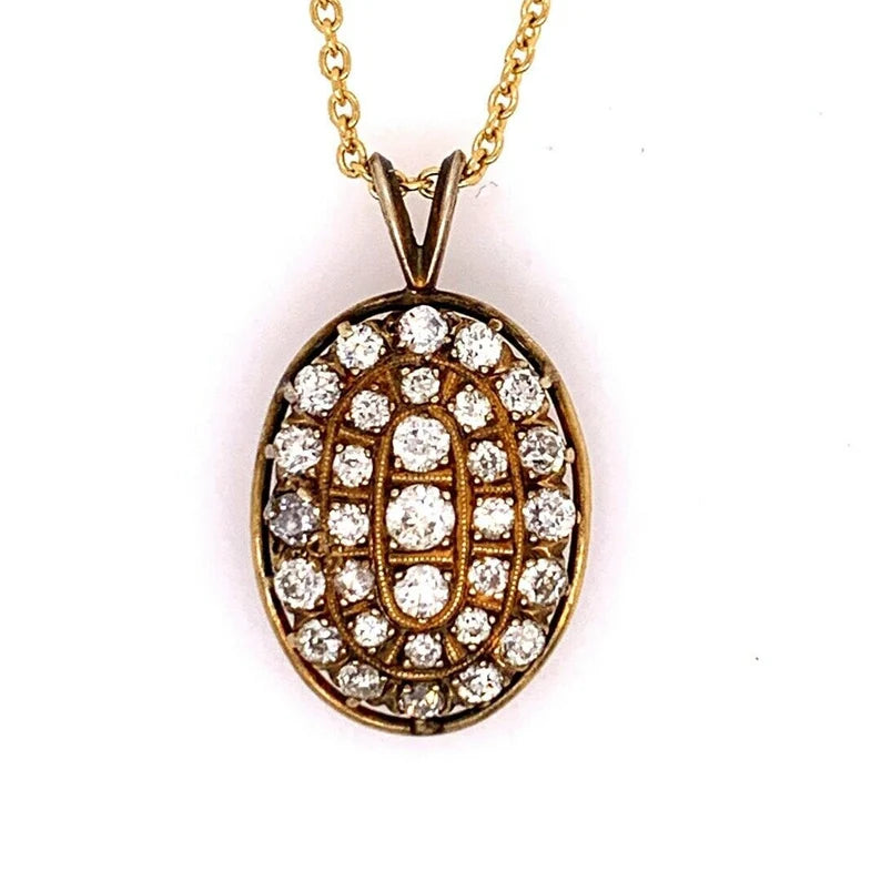 Victorian Gold Pendant 1.50 Carat Natural Old European Diamond Circa 1910