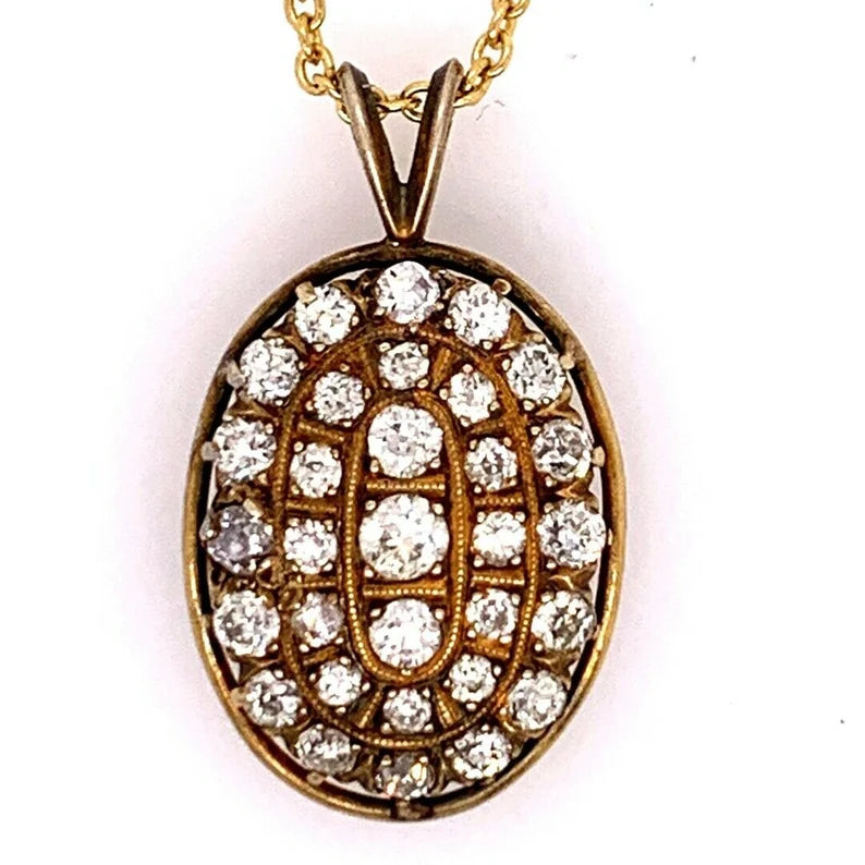 Victorian Gold Pendant 1.50 Carat Natural Old European Diamond Circa 1910