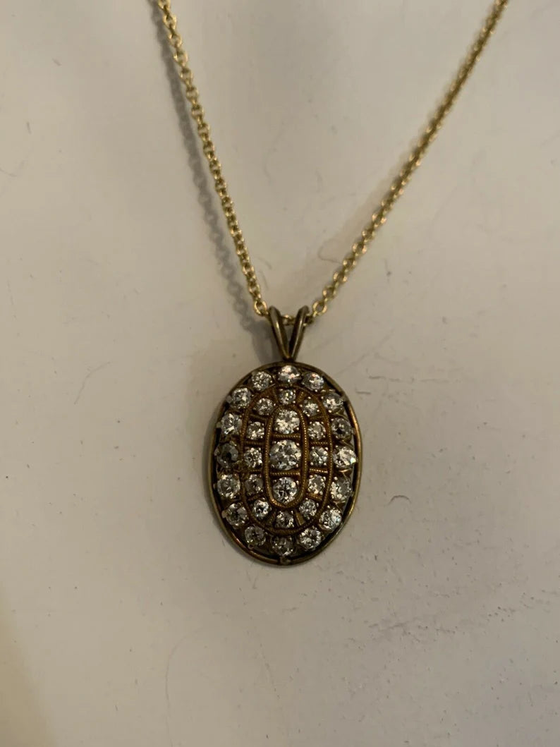 Victorian Gold Pendant 1.50 Carat Natural Old European Diamond Circa 1910
