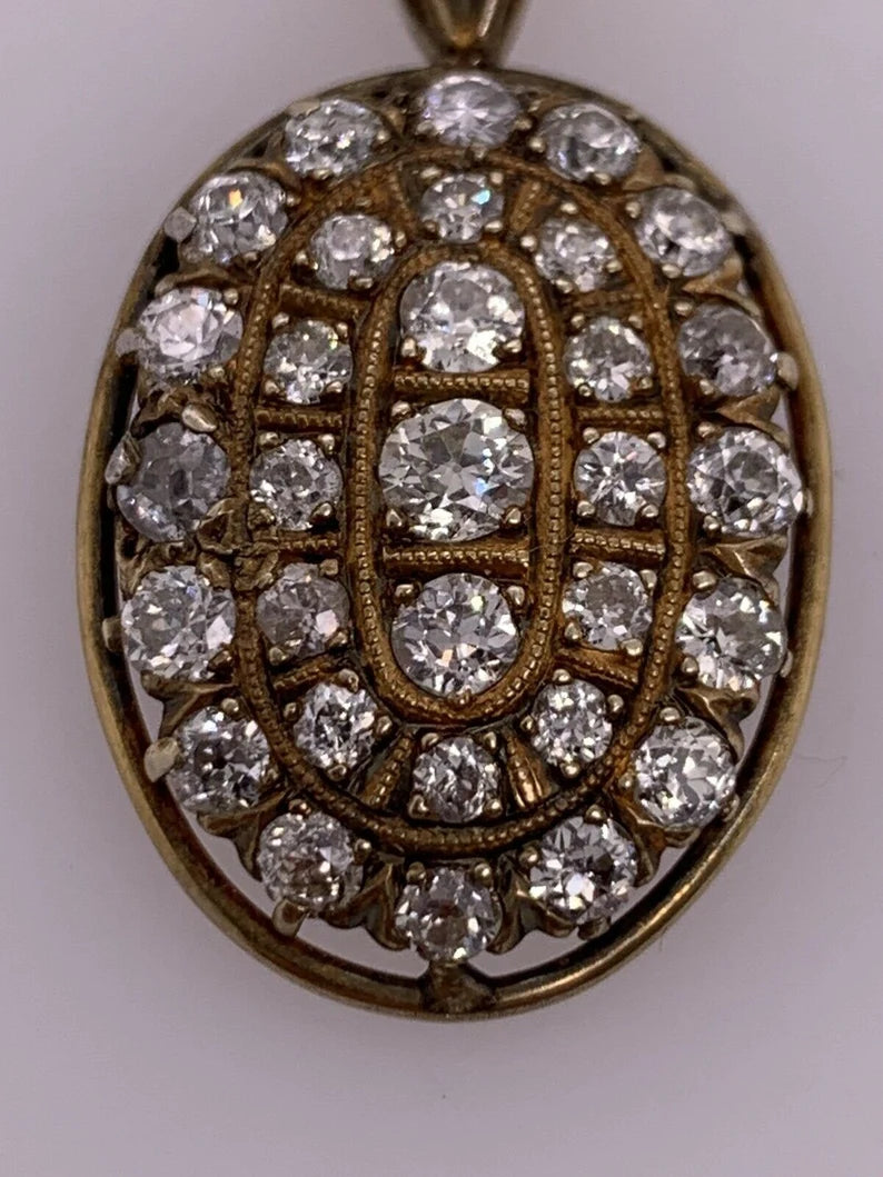 Victorian Gold Pendant 1.50 Carat Natural Old European Diamond Circa 1910