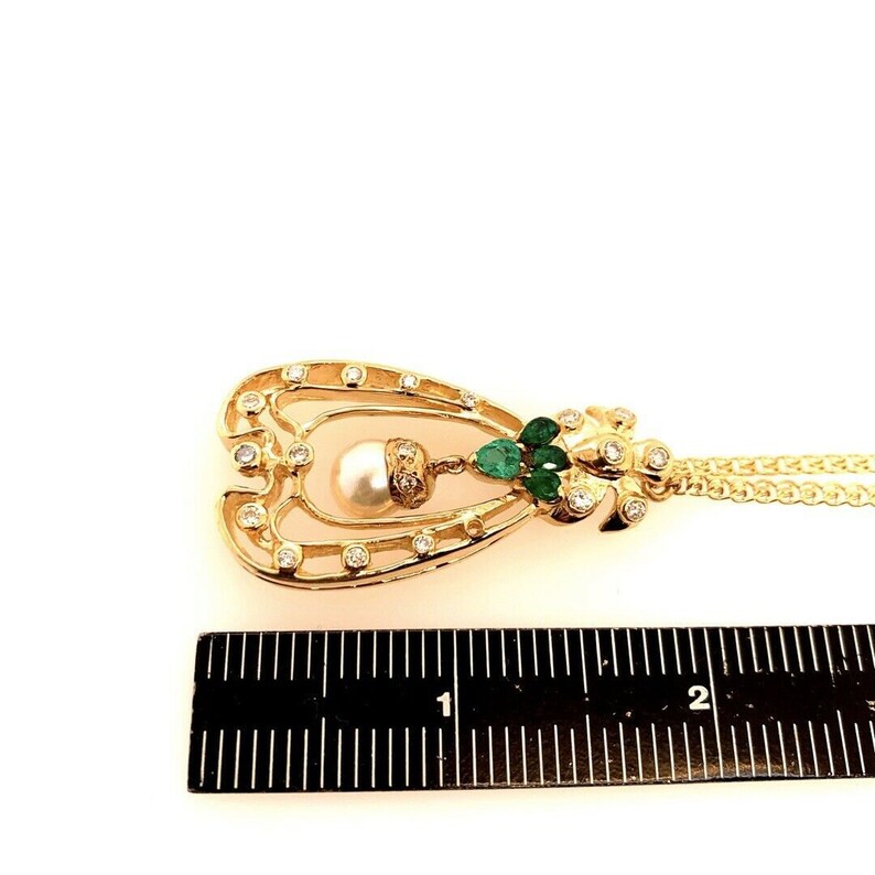 Retro Gold Pendant 1.75 Carat Natural Colombian Emerald Gem & Diamond Circa 1960