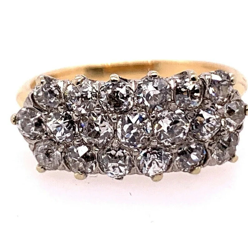 Victorian Gold Cocktail 1.75 Carat Ring Natural Old European Diamond Circa 1910