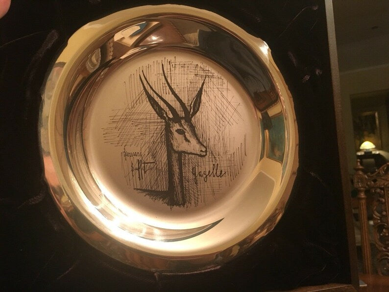 Bernard Buffet GAZELLE Plate Sterling Silver Collector Franklin Vintage Estate