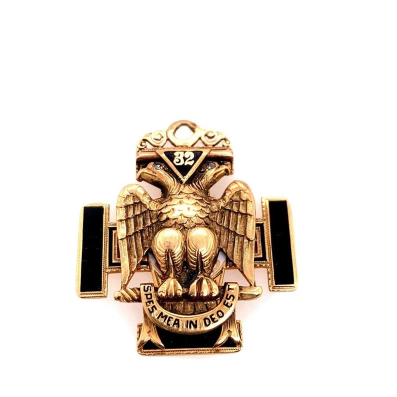 Vintage 14k Gold Pendant Watch Fob Folding Always Faithful Eagle Marine 32 Mason