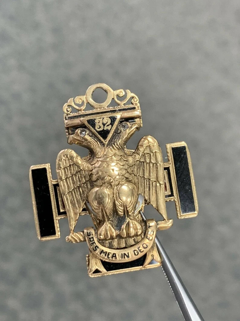 Vintage 14k Gold Pendant Watch Fob Folding Always Faithful Eagle Marine 32 Mason