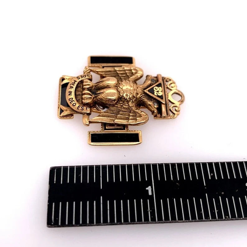 Vintage 14k Gold Pendant Watch Fob Folding Always Faithful Eagle Marine 32 Mason