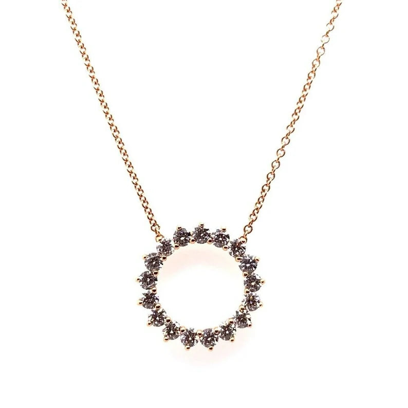 Rose Gold .93 Carat Natural Colorless Round Brilliant Cut Diamond Modern Pendant