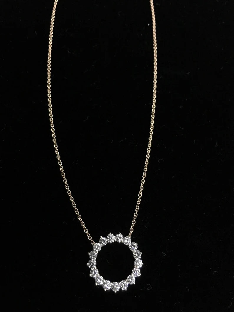 Rose Gold .93 Carat Natural Colorless Round Brilliant Cut Diamond Modern Pendant