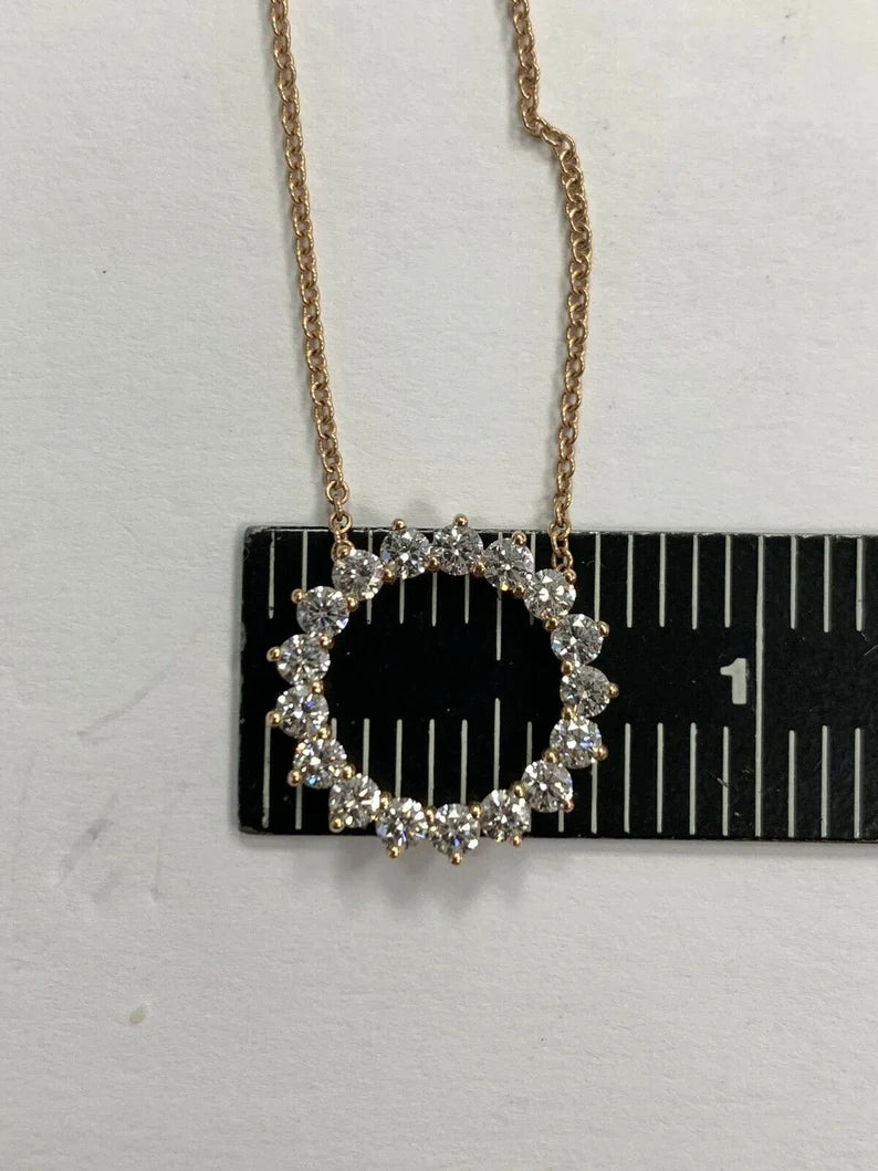 Rose Gold .93 Carat Natural Colorless Round Brilliant Cut Diamond Modern Pendant