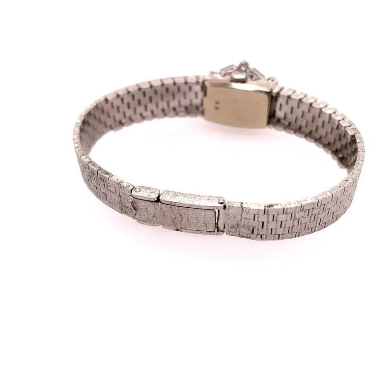 Ladies White Gold Movado 2 Carat Natural Colorless Diamond Manual Cocktail Watch