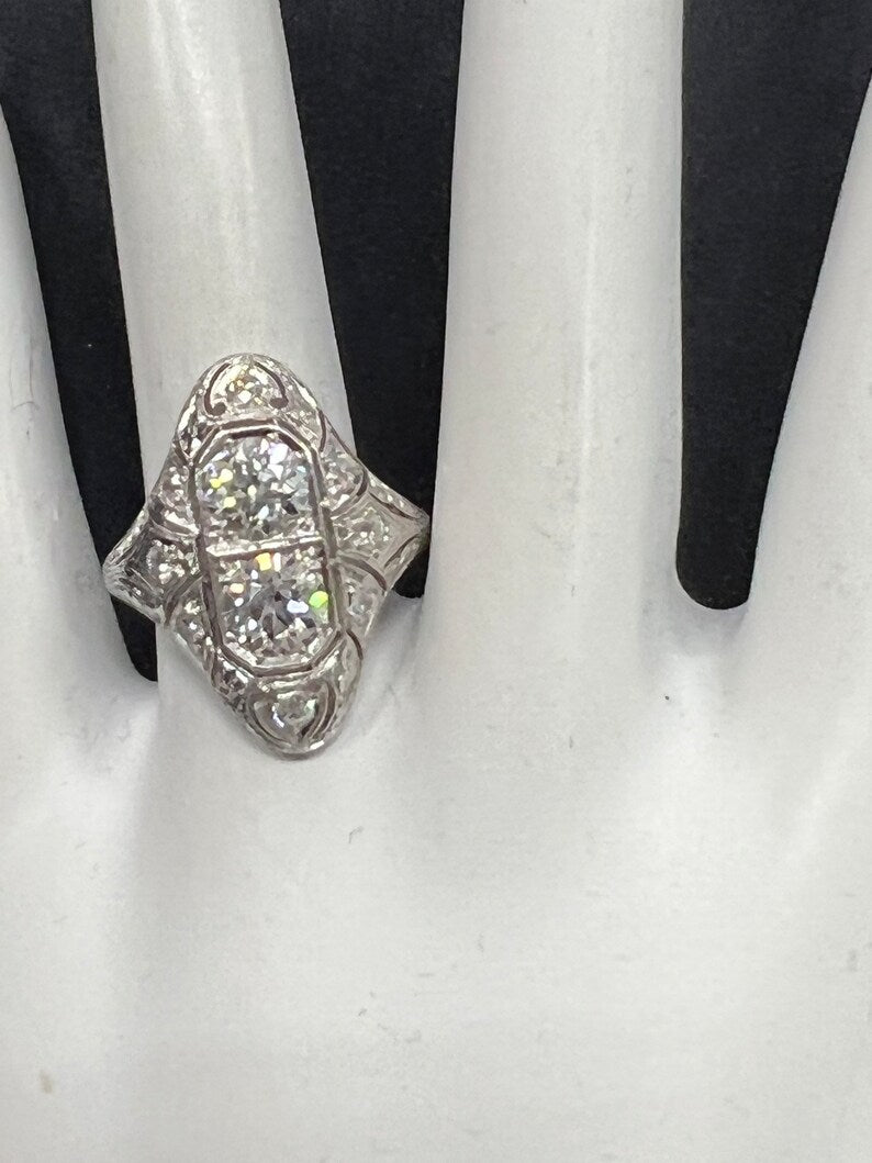 Platinum 1.75 Carat Old Mine Natural Round Brilliant Diamond Ring Circa 1930