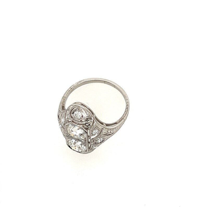 Platinum 1.75 Carat Old Mine Natural Round Brilliant Diamond Ring Circa 1930