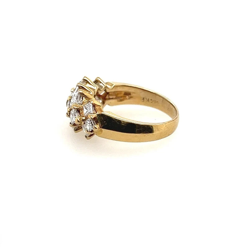 Retro Gold Cocktail Ring 2 Carat Natural Colorless Princess Diamond Circa 1970