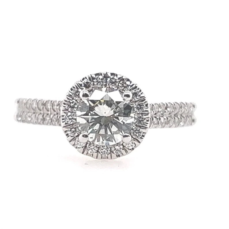 Modern Gold 1.9 Carat Natural Round Brilliant Diamond Engagement Ring & Band Set