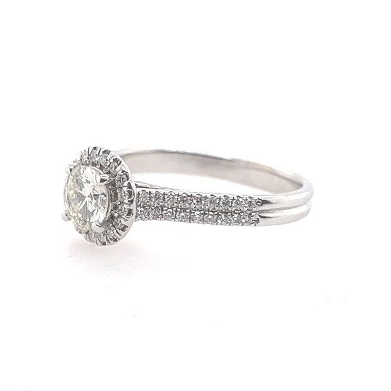 Modern Gold 1.9 Carat Natural Round Brilliant Diamond Engagement Ring & Band Set