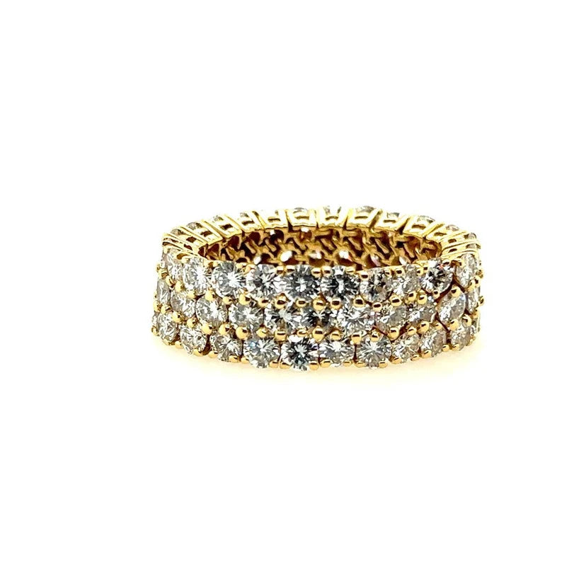Modern Gold 8 Carat Natural Round Brilliant Diamond Flexible Band Size 9 Ring