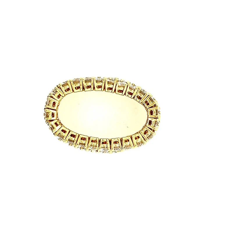 Modern Gold 8 Carat Natural Round Brilliant Diamond Flexible Band Size 9 Ring