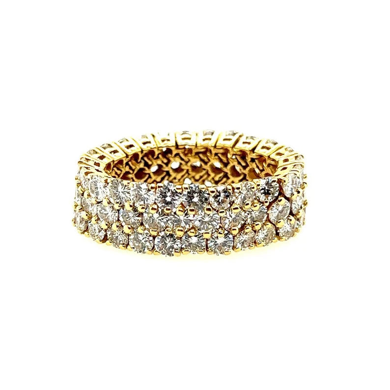 Modern Gold 8 Carat Natural Round Brilliant Diamond Flexible Band Size 9 Ring