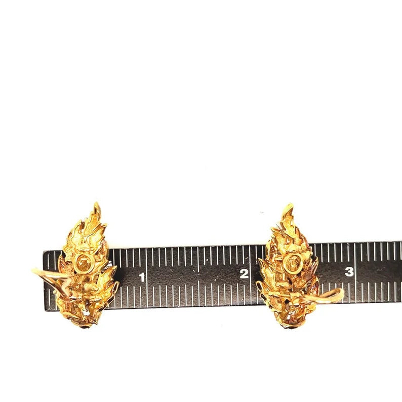 Retro French 6.04 Carat Natural Diamond and Gold Bracelet Earring Set Circa 1960