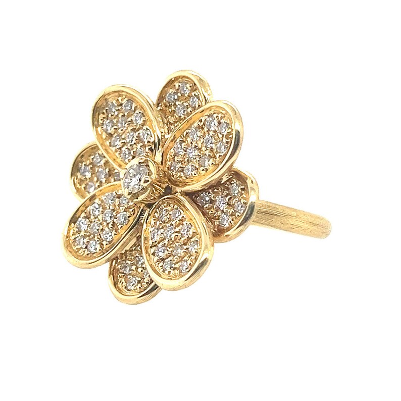 Modern Gold Signed Marco Bicego Petali 0.62 Carat Natural Diamond Flower Ring
