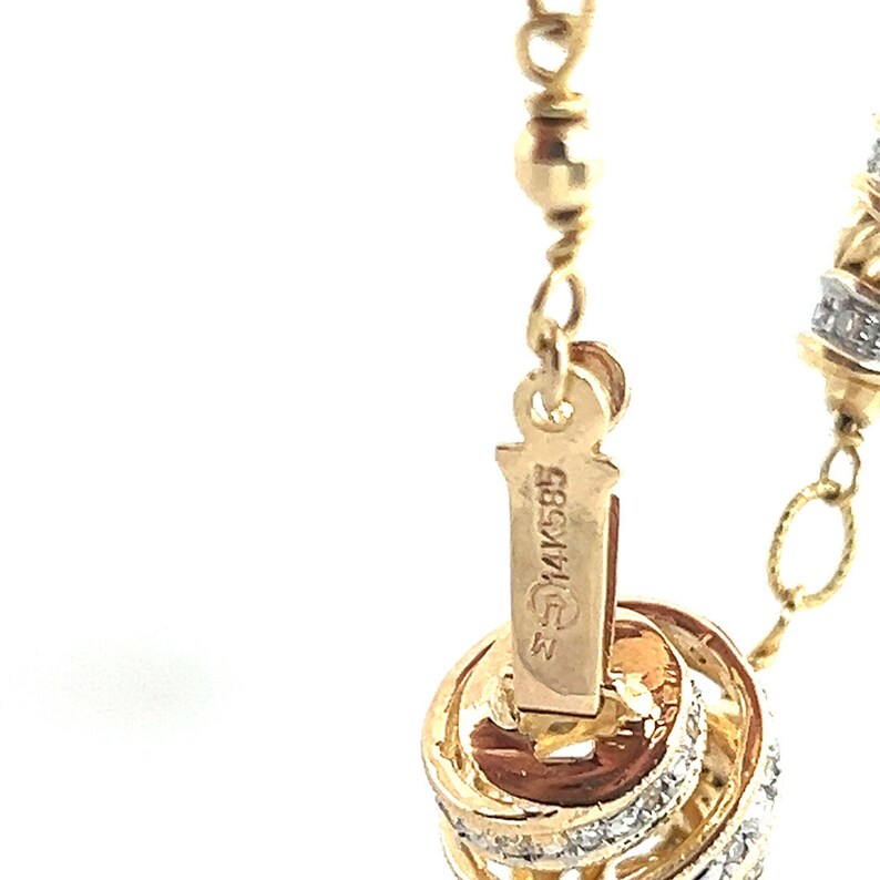 Retro Gold 1 Carat Natural Single Cut Near Colorless Diamond Necklace Circa 1980