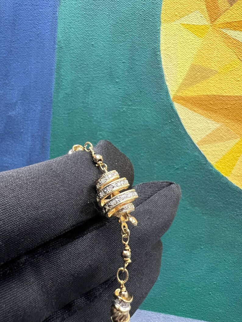 Retro Gold 1 Carat Natural Single Cut Near Colorless Diamond Necklace Circa 1980