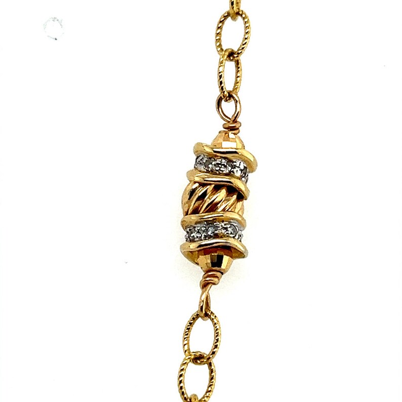 Retro Gold 1 Carat Natural Single Cut Near Colorless Diamond Necklace Circa 1980