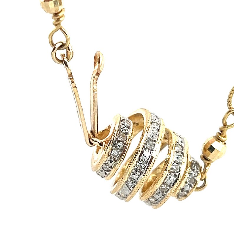 Retro Gold 1 Carat Natural Single Cut Near Colorless Diamond Necklace Circa 1980