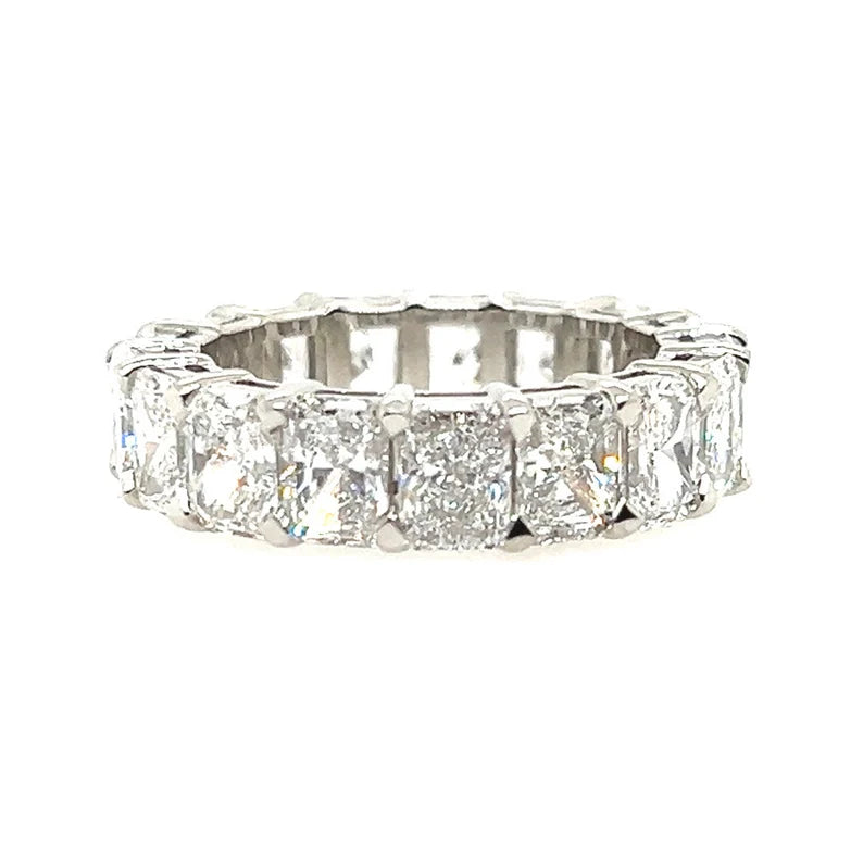GIA Certified 6.94 Carat Platinum Radiant D-E VS+ Natural Diamond Eternity Band
