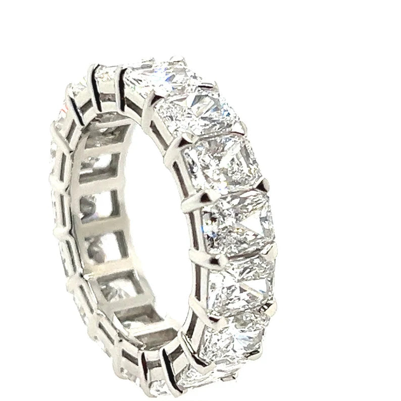 GIA Certified 6.94 Carat Platinum Radiant D-E VS+ Natural Diamond Eternity Band