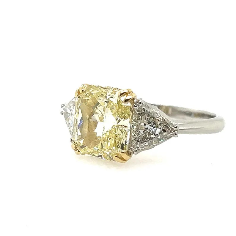 GIA Certified 5.75 Carat Fancy Light Yellow Natural Diamond Plat Engagement Ring