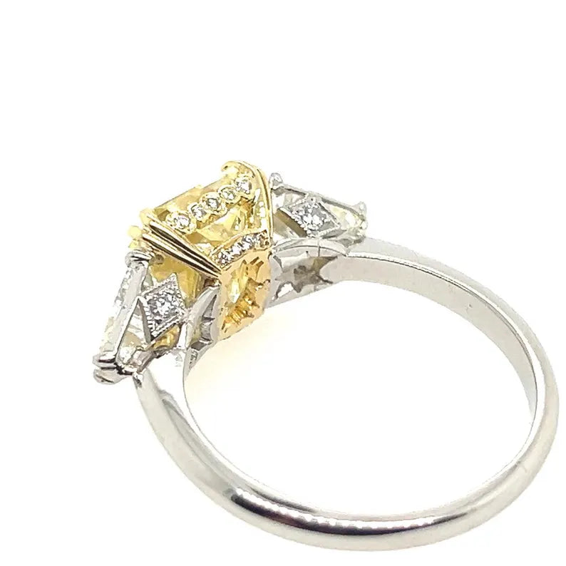 GIA Certified 5.75 Carat Fancy Light Yellow Natural Diamond Plat Engagement Ring