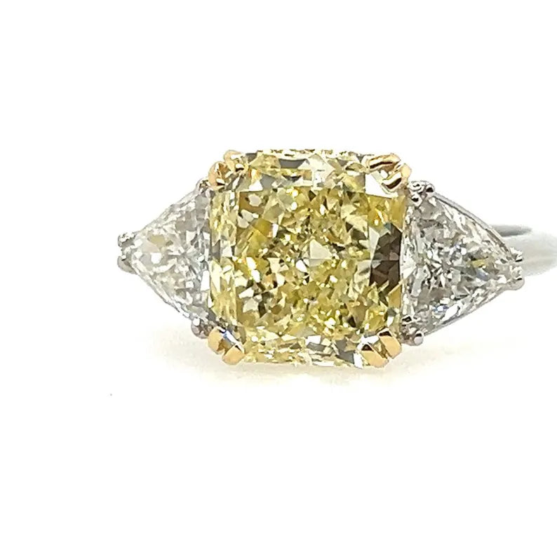 GIA Certified 5.75 Carat Fancy Light Yellow Natural Diamond Plat Engagement Ring