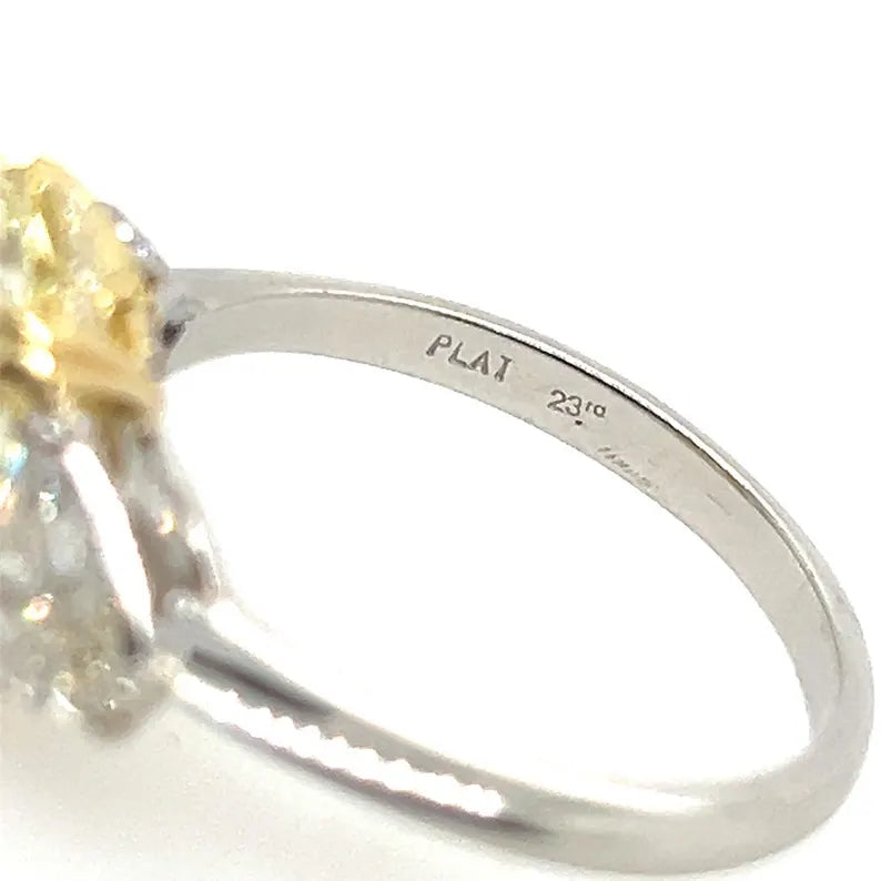 GIA Certified 5.75 Carat Fancy Light Yellow Natural Diamond Plat Engagement Ring