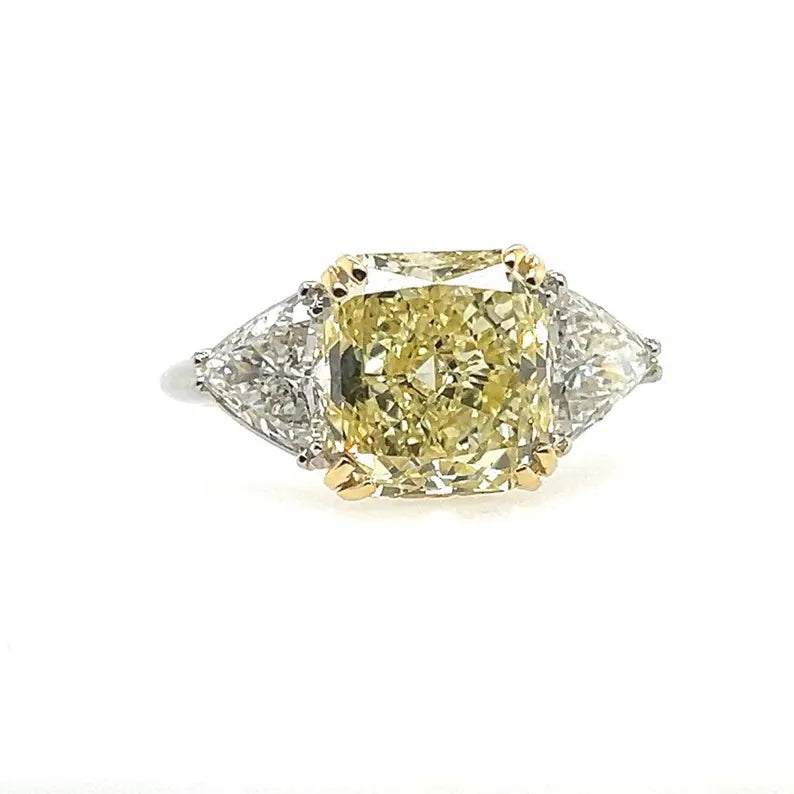 GIA Certified 5.75 Carat Fancy Light Yellow Natural Diamond Plat Engagement Ring
