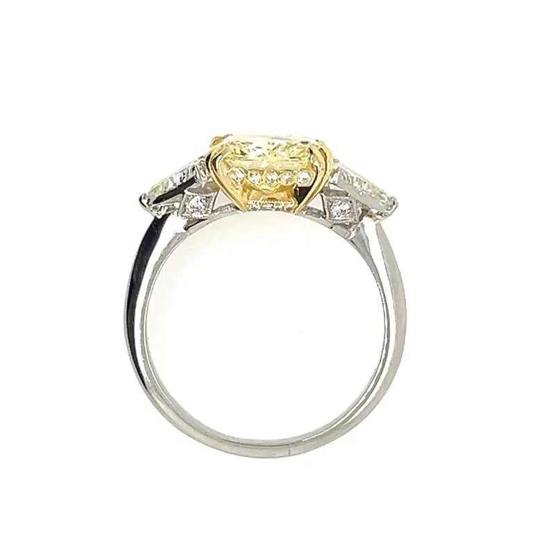 GIA Certified 5.75 Carat Fancy Light Yellow Natural Diamond Plat Engagement Ring