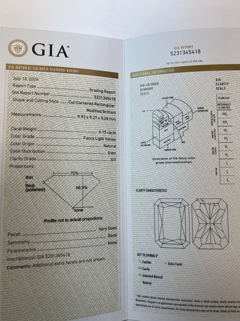 GIA Certified 5.75 Carat Fancy Light Yellow Natural Diamond Plat Engagement Ring