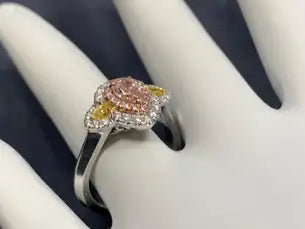 GIA Certified 0.38 Carat Natural Pear Pink Diamond Cocktail Gold Engagement Ring
