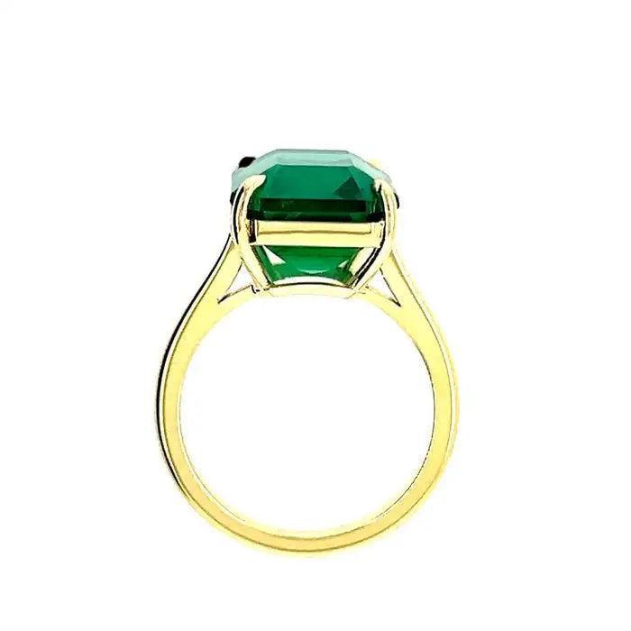 Modern Gold 8.27 Carat AGL Certified Natural Zambian Green Emerald Cocktail Ring